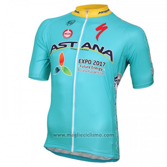 2016 Abbigliamento Ciclismo Astana Azzurro Manica Corta e Salopette